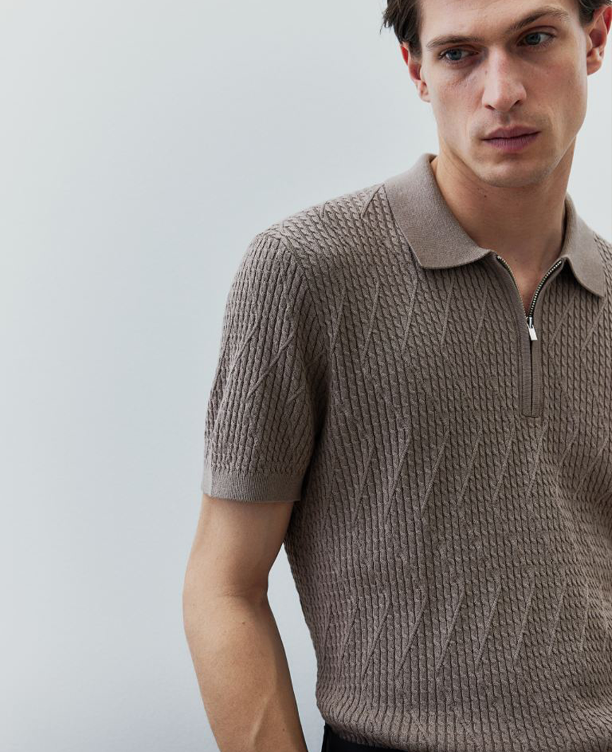 Slim Fit Cable-knit polo shirt || OLD MONEY FASHION||