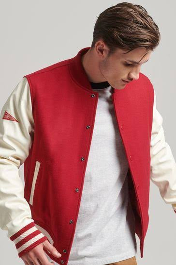 Varsity Jacket Mens Full sleeve Cotton (red)(N10)