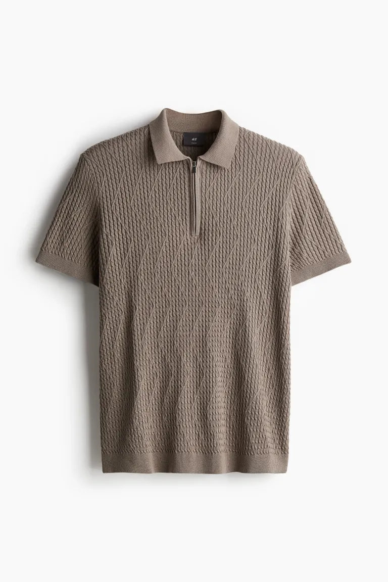 Slim Fit Cable-knit polo shirt || OLD MONEY FASHION||